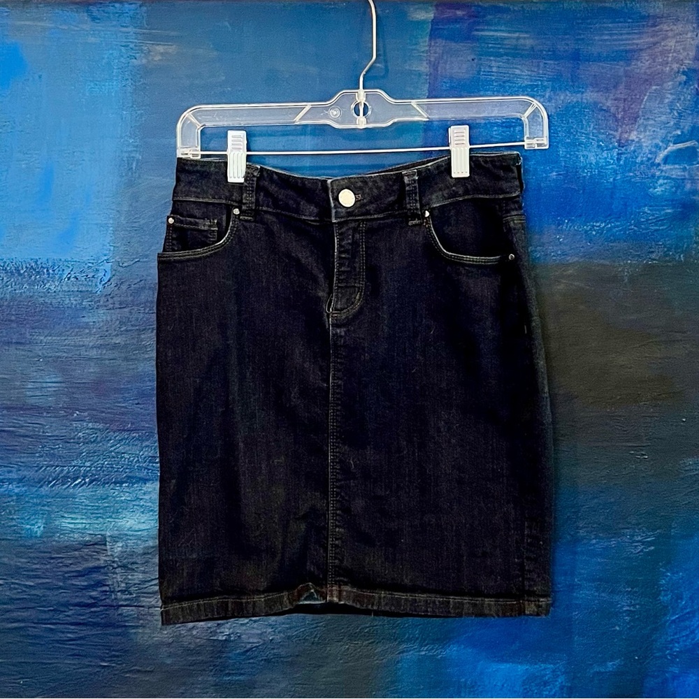 Ann Taylor Navy Blue Denim Mini Skirt